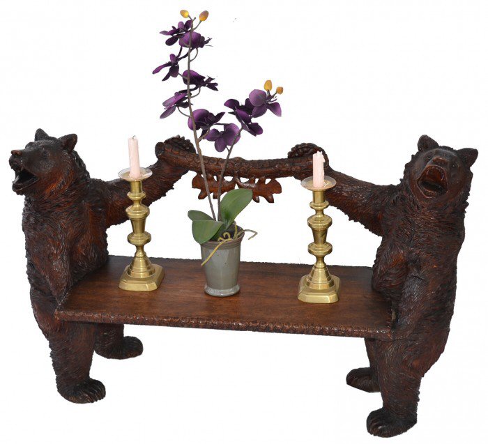 Picture of decorative wooden bear console